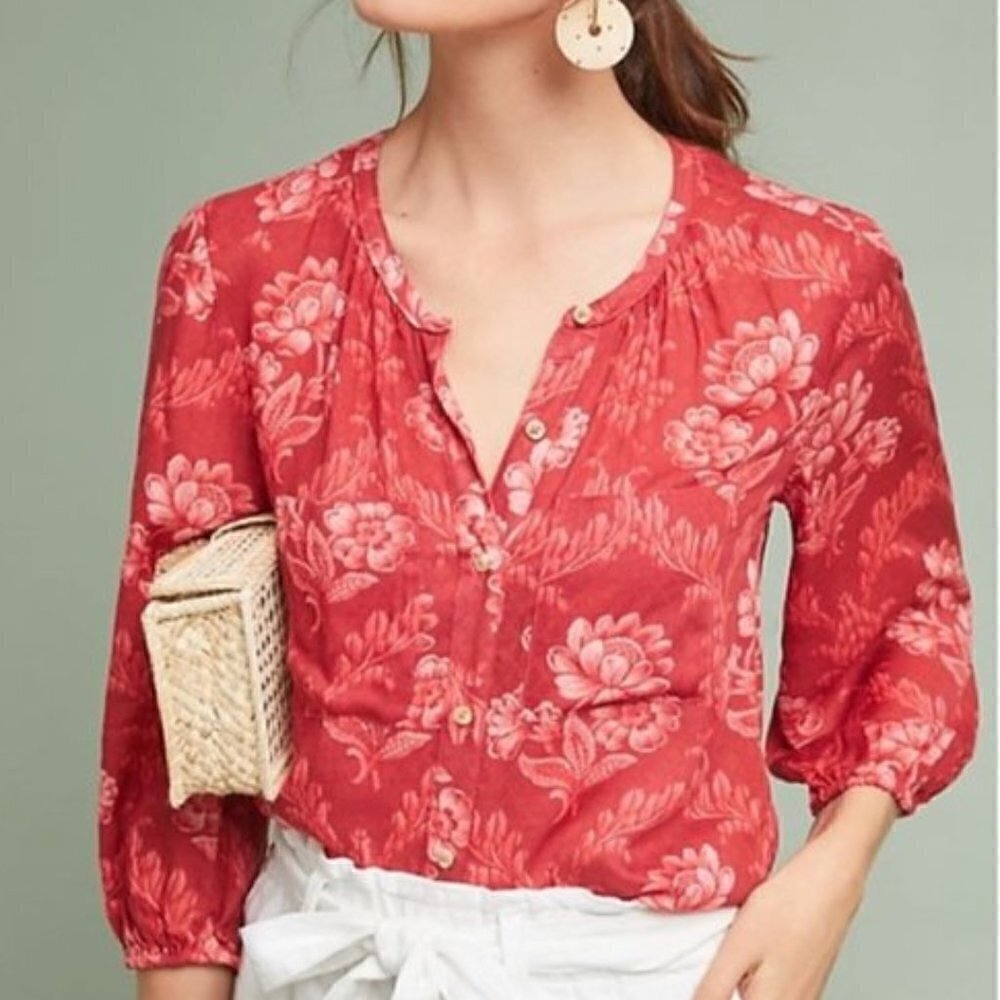 Anthro Akemi + Kin Coconino Floral Button Down Top